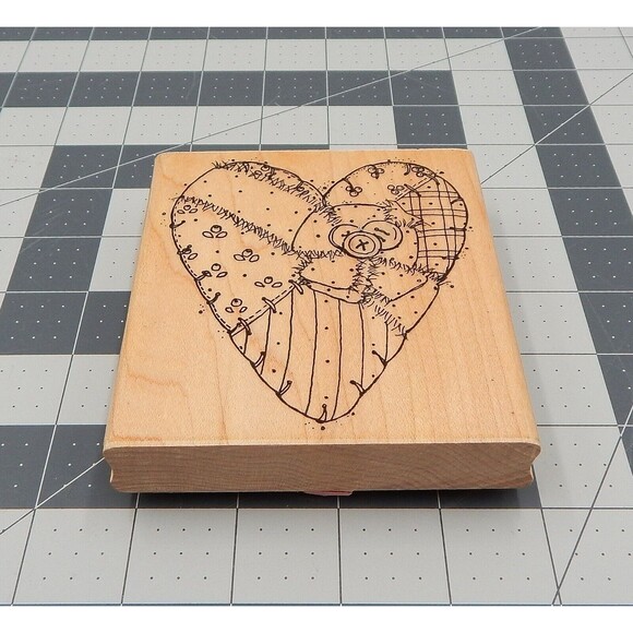 DOTS Quilted Heart Large Rubber Stamp R 147 4x4-1/2 Inch Valentine - Picture 1 of 4